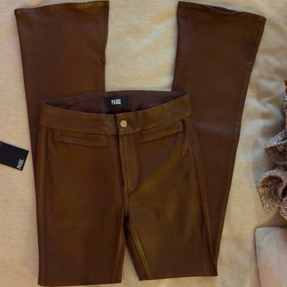 PAIGE Chocolate Shimmer Manhattan High-Rise | Size 27 & Tall Inseam - Picture 9 of 14